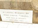 Anne Louise THOMAS, died in infancy 24 July 1943; Jandowae Cemetery, Wambo Shire 