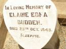 Elaine Edna BUDDEN, died 29 Oct 1945; Jandowae Cemetery, Wambo Shire 