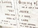 August JEITZ, husband father, died 15 Feb 1925 aged 49 years; Jandowae Cemetery, Wambo Shire 