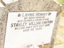 Stanley William HAWTON, husband father grandfather, died 10 Sept 1975 aged 69 years; Jandowae Cemetery, Wambo Shire 