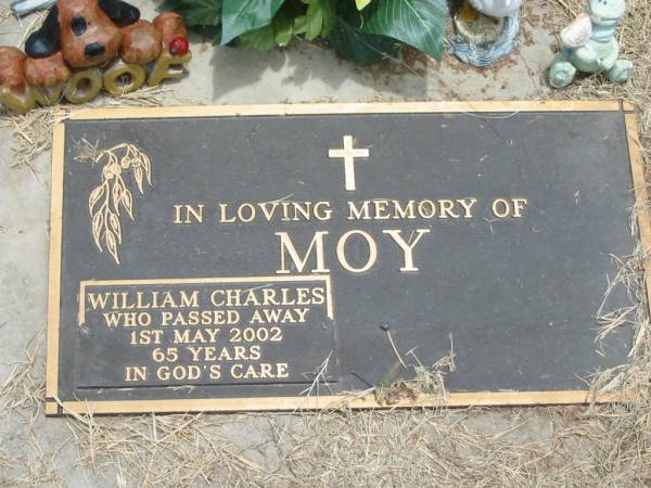 William Charles MOY,  | died 1 May 2002 aged 65 years;  | Jandowae Cemetery, Wambo Shire  | 