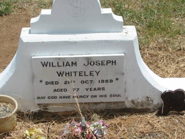 William Joseph WHITELEY,  | died 21 Oct 1959 aged 77 years;  | Jandowae Cemetery, Wambo Shire  | 
