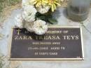 Zara Treasa TEYS, died 25-06-2003 aged 75 years; Jandowae Cemetery, Wambo Shire 