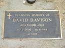 David DAVISON, died 16-3-2000 aged 48 years; Jandowae Cemetery, Wambo Shire 