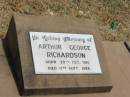 Arthur George RICHARDSON, born 29 Dec 1918, died 17 Sept 1988; Jandowae Cemetery, Wambo Shire 