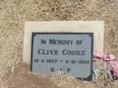 Clive COOKE, 13-4-1937 - 11-10-1993; Jandowae Cemetery, Wambo Shire 