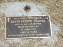 Kevin Lester JAENKE, son brother, died 2 April 1977 aged 20 years; Jandowae Cemetery, Wambo Shire 