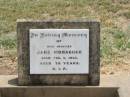 Jane MONAGHAN, mother, died 5 Feb 1952 aged 79 years; Jandowae Cemetery, Wambo Shire 