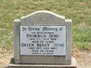 
parents;
Frederick SENG,
died 8 May 1972 aged 70 years;
Eileen Mary SENG,
died 19 July 1983 aged 76 years;
Jandowae Cemetery, Wambo Shire
