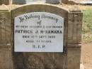 Patrick J. MCNAMARA, husband father, died 18 Sept 1952 aged 71 years; Jandowae Cemetery, Wambo Shire 