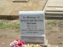 
Francis Victor (Tom) BALDWIN,
died 24-8-81 aged 66 years;
Jandowae Cemetery, Wambo Shire
