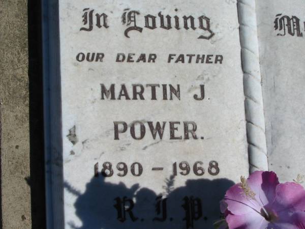 Martin J. POWER,  | father,  | 1890 - 1968;  | Jondaryan cemetery, Jondaryan Shire  | 