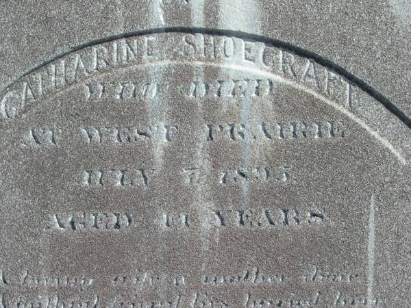 Catharine SHOWCRAFT,  | died West Prairie 7 July 1895 aged 11 years;  | Jondaryan cemetery, Jondaryan Shire  | 