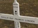 Phyllis May Francis LANDER, 28-9-41 - 16-9-04; Jondaryan cemetery, Jondaryan Shire 