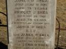 James O'SHEA, father, died 18 June 1896 aged 75 years; Bridget O'SHEA, mother, died 29 Nov 1901 aged 78 years; erected by son James O'SHEA; James O'SHEA, died 22 Aug 1925 aged 70 years; Dennis O'SHEA, died 13 Mach 1941 aged 77 years; Jondaryan cemetery, Jondaryan Shire 