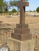 
William COOKE,
born 31 May 1835,
died 1 March 1912;
Agnes,
wife,
born 25 June 1843,
died 29 Oct 1913;
erected by children;
Jondaryan cemetery, Jondaryan Shire
