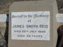 James Smith REID, died 28 July 1920 aged 58 years; Jondaryan cemetery, Jondaryan Shire 
