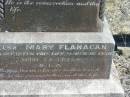 Denis FLANAGAN, native of Co Kildare Ireland, died 6 Nov 1898 aged 54 years; Mary FLANAGAN, died 16 March 1936 aged 88 years; Jondaryan cemetery, Jondaryan Shire 