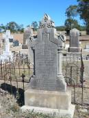 
Sarah Rebecca JONES,
died Lagoon Creek 19 June 1898
aged 19 years 7 months;
Mary JONES,
wife of Thomas JONES,
died 2 June 1899 aged 61 years;
Jondaryan cemetery, Jondaryan Shire
