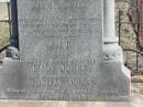 
Sarah Rebecca JONES,
died Lagoon Creek 19 June 1898
aged 19 years 7 months;
Mary JONES,
wife of Thomas JONES,
died 2 June 1899 aged 61 years;
Jondaryan cemetery, Jondaryan Shire
