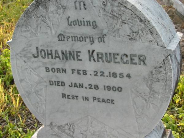 Johanne KRUEGER  | b: 22 Feb 1854, d: 28 Jan 1900  | Engelsburg Baptist Cemetery, Kalbar, Boonah Shire  | 