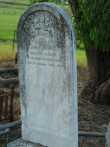 Carl F W KOCH  | b: 2 Sep 1845, zu Herrenwiese, Deutschl  | d: 1 Jan 1916, Boonah  | Engelsburg Baptist Cemetery, Kalbar, Boonah Shire  | 