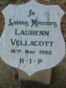 Laurenn VELLACOTT 16 May 1992 Kalbar Catholic Cemetery, Boonah Shire 