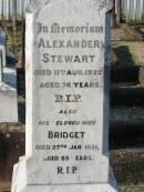 
Alexander STEWART
11 Aug 1922, aged 76
Bridget (STEWART)
27 Jan 1931, aged 89

Elizabeth HOHENSEE
b: 13 Jun 1877, d: 4 Aug 1935, aged 58

John HOHENSEE
b: 1 Mar 1872, d: 29 Sep 1931, aged 59

Johann HOHENSEE
21 Dec 1925, aged 87

Kalbar Catholic Cemetery, Boonah Shire 
