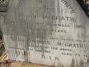 Mary McGRATH 16 Nov 1909, aged 78 Thomas McGRATH 12 Jan 1916, aged 79  Kalbar Catholic Cemetery, Boonah Shire 