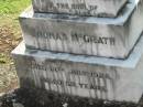 
Thomas McGRATH
14 Jul 1926, aged 62

Mary Ellen McGRATH
22 Jul 1941
Kalbar Catholic Cemetery, Boonah Shire 
