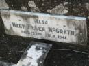 Thomas McGRATH 14 Jul 1926, aged 62  Mary Ellen McGRATH 22 Jul 1941 Kalbar Catholic Cemetery, Boonah Shire 