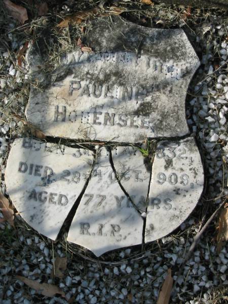 Pauline HOHENSEE  | b: 3 May 1832, d: 28 Oct 1909, aged 77  |   | Kalbar Catholic Cemetery, Boonah Shire  | 