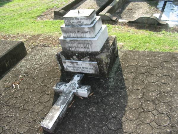 Thomas McGRATH  | 14 Jul 1926, aged 62  |   | Mary Ellen McGRATH  | 22 Jul 1941  | Kalbar Catholic Cemetery, Boonah Shire  | 