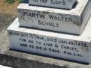 
Martin Walter SCHULZ,
born 7 Oct 1914 died 10 Jan 1939;
Kalbar General Cemetery, Boonah Shire
