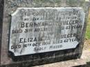
Bernhard KRUEGER, husband father,
died 31 Aug 1951 aged 63 years;
Elizabeth KRUEGER,
16 Oct 1956 aged 62 years;
Kalbar General Cemetery, Boonah Shire
