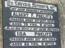 
Albert F. POELITZ, husband father,
died 2 Sept 1975 aged 76 years 9 months;
Ida POELITZ, wife mother,
died 21 Oct 1988 aged 88 years 6 months;
Kalbar General Cemetery, Boonah Shire
