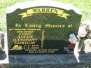 
Alven (Lindsay) Gordon WARREN,
husband father poppy,
7-3-1947 - 6-6-2000;
Kalbar General Cemetery, Boonah Shire
