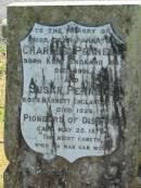 
parents;
Charles PENNELL,
born Kent England 1831 died 1901;
Susan PENNELL,
born Barnett England 1836 died 1926;
pioneers of district,
came 25 May 1872;
Kalbar General Cemetery, Boonah Shire
