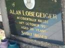 
Alan LOBEGEIGER,
accidentally killed 14 Oct 1973 aged 20 years;
Kalbar General Cemetery, Boonah Shire
