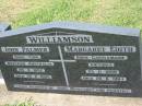 
John Palmer WILLIAMSON,
born York, Western Australia 28-4-1892,
died 30-6-1982;
Margaret Edith WILLIAMSON,
born Castlemaine, Victoria 25-11-1899,
died 28-6-1984;
parents of John, Margaret & Dorothy;
Kalbar General Cemetery, Boonah Shire
