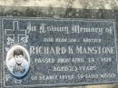 
Richard K. MANSTONE, son brother,
died 14 April 1978 aged 23 years;
Kalbar General Cemetery, Boonah Shire
