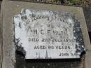 
H.C.F. HUTH,
died 21 July 1936 aged 90 years;
Kalbar General Cemetery, Boonah Shire
