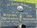 
Benjamin DIECKMANN, dad,
20-3-1901 - 8-1-1951;
Lena DIECKMANN, mum,
6-2-1906 - 13-5-1995;
Kalbar General Cemetery, Boonah Shire
