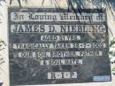 
James D. NEIBLING,
tragically taken 28-7-2002 aged 31 years,
son brother father soul mate;
Kalbar General Cemetery, Boonah Shire
