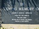 
James NAVIE-BRACE,
died 12 July 2202,
son of Michael & Rowena;
Kalbar General Cemetery, Boonah Shire
