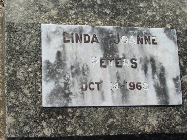 Michael John MANSTONE,  | died 29 Aug 1956;  | Linda Joanne PETERS,  | died 14 Oct 1960;  | Kalbar General Cemetery, Boonah Shire  | 
