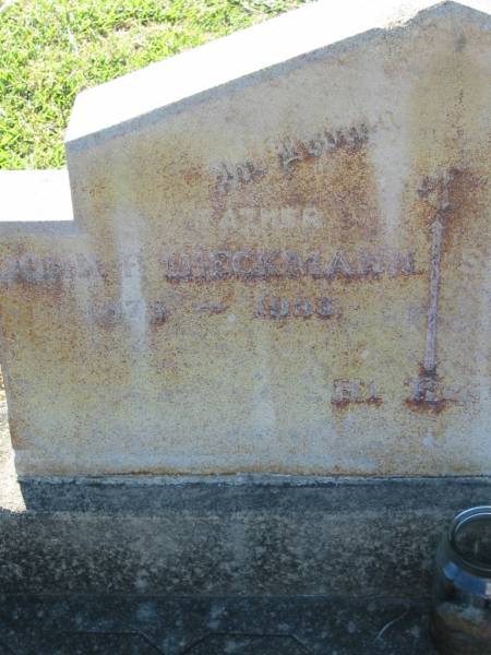 John F. DIECKMANN, father,  | 1875 - 1939?;  | Sarah DIECKMANN, mother,  | 1879 - 1947?;  | Kalbar General Cemetery, Boonah Shire  | 
