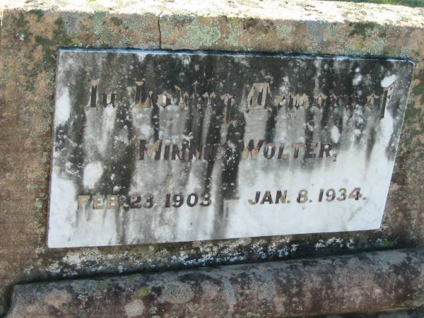 Minnie WOLTER,  | 23 Feb 1903 - 8 Jan 1934;  | Kalbar General Cemetery, Boonah Shire  | 