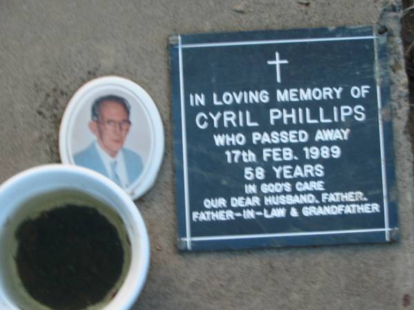 Cyril PHILLIPS  | 17 Feb 1989, aged 58  | St John's Lutheran Church Cemetery, Kalbar, Boonah Shire  |   | 