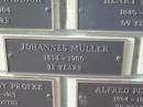 
Johannes MULLER,
1854 - 1906 aged 52 years;
Engelsburg Methodist Pioneer Cemetery, Kalbar, Boonah Shire
